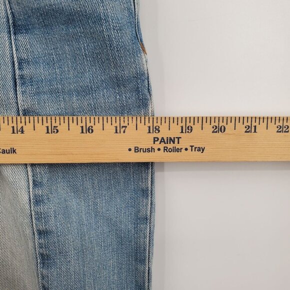 American Eagle Vintage Hi Rise Two Tone Frayed Hem Button Fly Jeans Women Size 8 - Picture 15 of 16